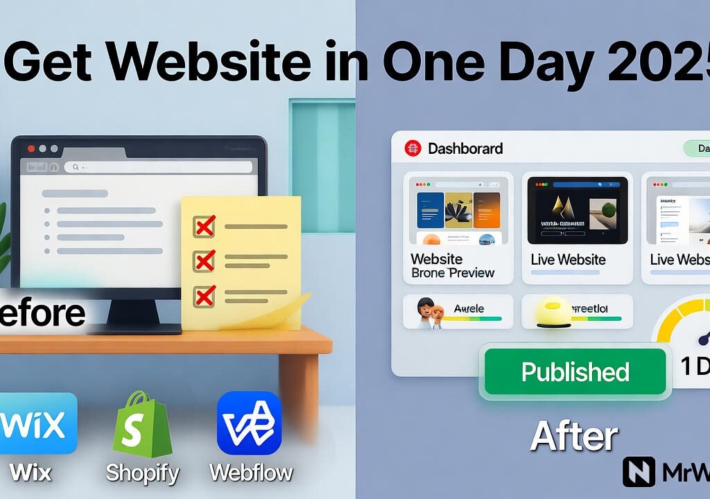 Get Website in One Day 2025 before and after transformation