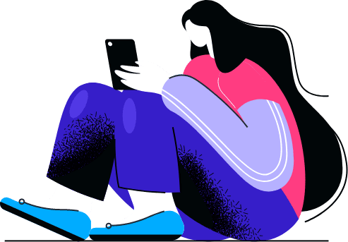 Illustration of a girl holding a smartphone in her hand